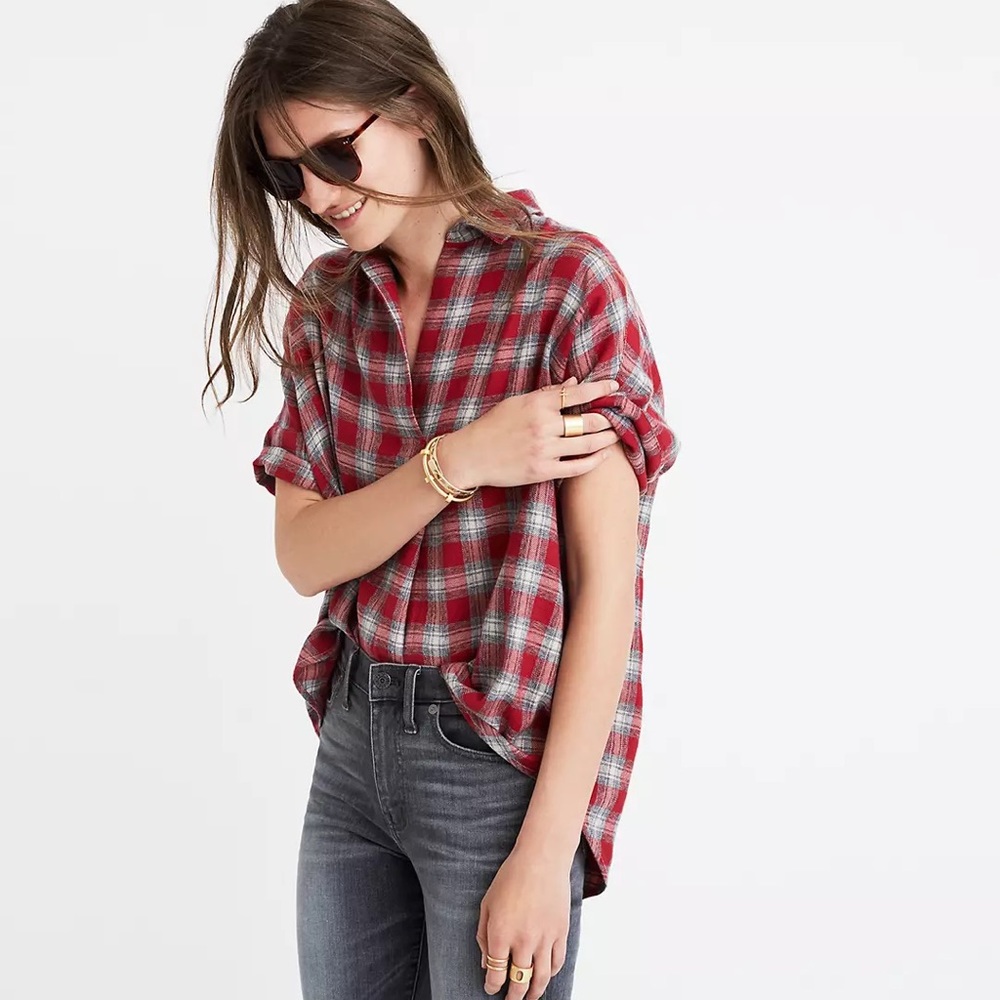 Plaid button back Flannel